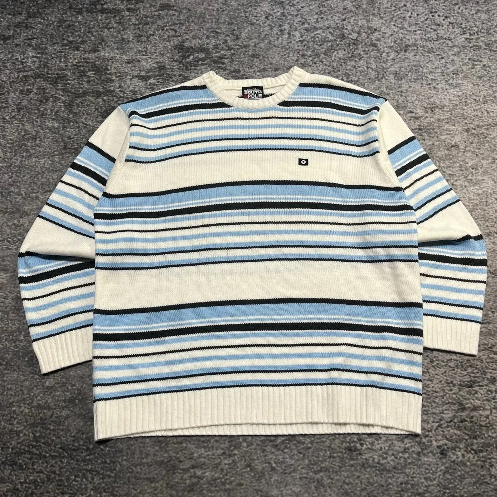 Vintage Southpole Sweater Crewneck Mens XXL White Blue Hip-Hop Y2K 2000s‎